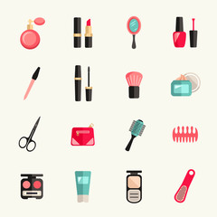 Beauty and makeup icon set