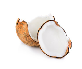 piece of coconut isolated on white