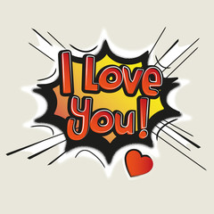 Love, Comic Speech Bubble. Vector illustration