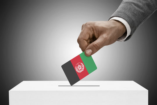 Ballot box painted into national flag colors - Afghanistan