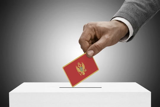 Ballot box painted into national flag colors - Montenegro