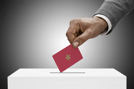 Ballot box painted into national flag colors - Morocco