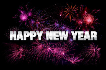 Happy new year with fireworks