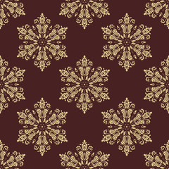 Floral Seamless Vector Golden Pattern. Orient Abstract