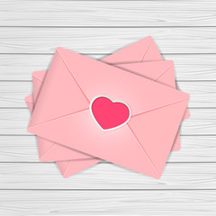 Valentines on wooden background