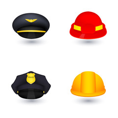 set of hat from different professions