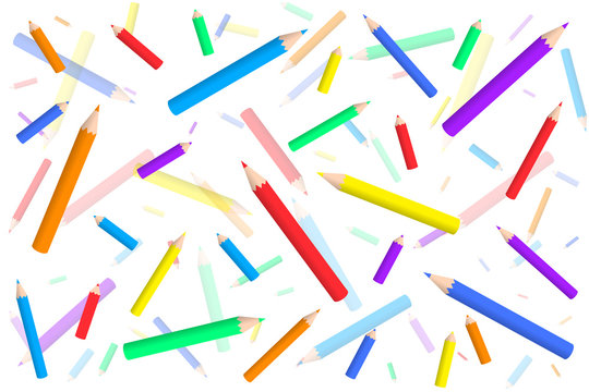 vector pattern with colored pencils a mess