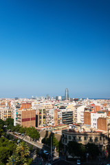 Birdview on Barcelona cityscape