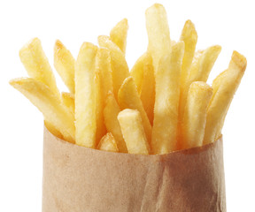 Potato - french fries on a white background.