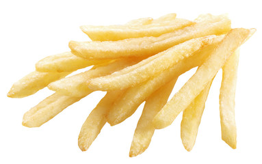 Potato - french fries on a white background. Clipping paths.