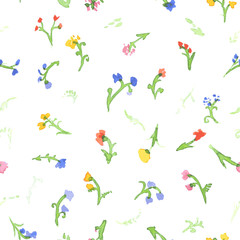 Seamless pattern of watercolor flowers. Vector