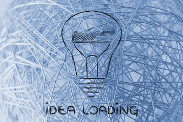 funny lightbulb with progress bar inside, innovation and new ide