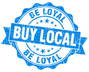 Obraz premium buy local be loyal blue vintage isolated seal