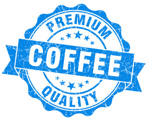 coffee premium quality blue vintage isolated seal