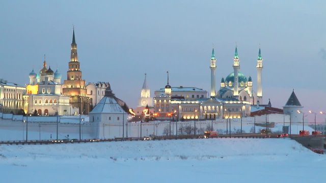 Kazan Kremlin in winter evening