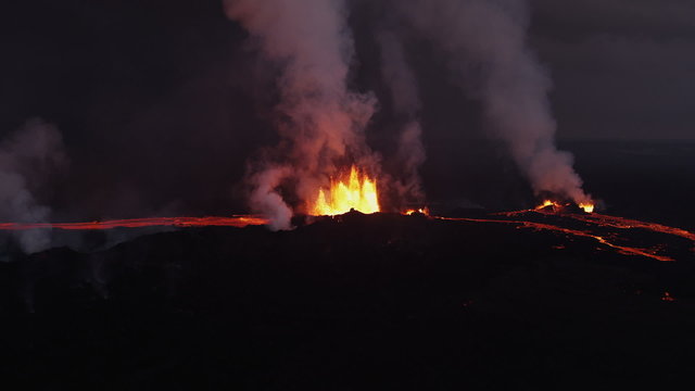 Aerial Volcanic Molten Lava Holuhraun Barren Landscape Bardarbunga Iceland 