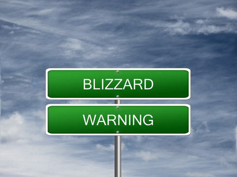 Blizzard Warning Alert Sign