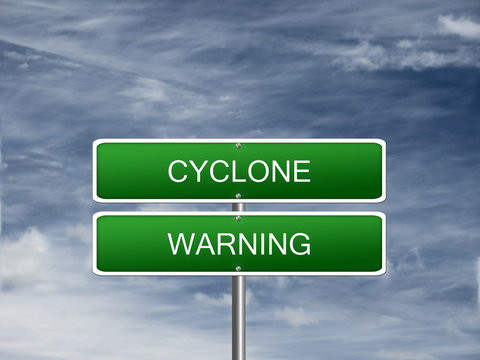Cyclone Warning Alert Sign