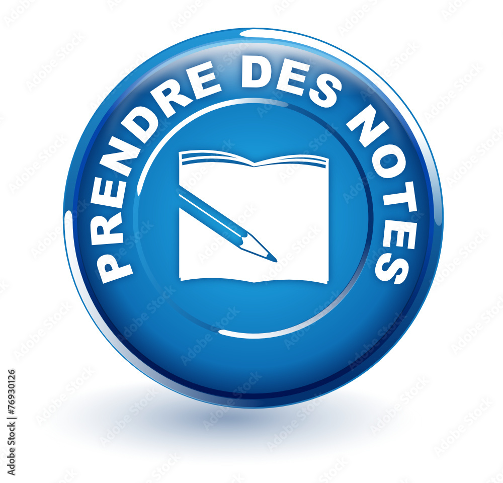 Poster prendre des notes sur bouton bleu