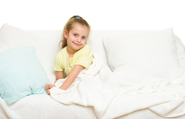 Naklejka premium little girl in bed