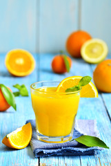 Fresh citrus juice in a glass.