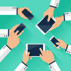 Concept of team of business using tablet and smart phone 