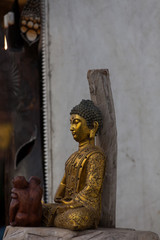 Buddha - Goldene Statue, Liebespaar aus Holz, Hausaltar