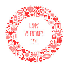 Valentines Day mosaic icons frame card