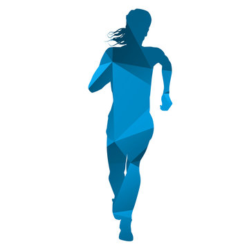 Abstract Blue Running Woman