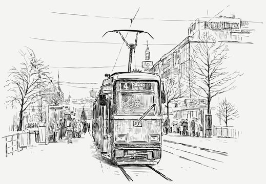 tramway in a big city