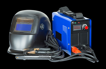 Welding machine and mask. isolated