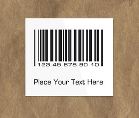 Barcode label on a dark packing paper