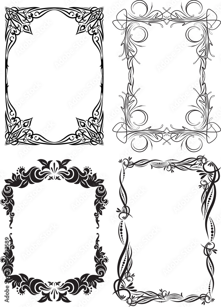 Wall mural set of four decorative frames