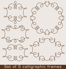 Set of 5 calligraphic frames