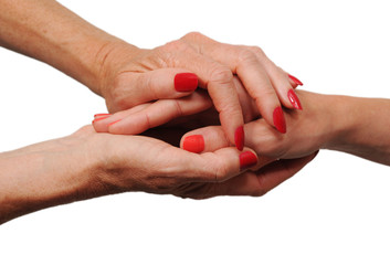Hands of Senior mother and daughter
