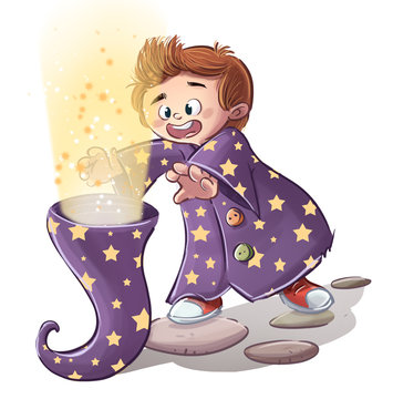 ni&ntilde;o con disfraz de brujo