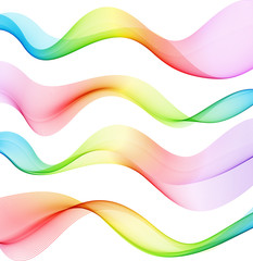 Set of Abstract smoke  curved lines