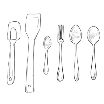 Vector sketch hand drawn of kitchen utensils