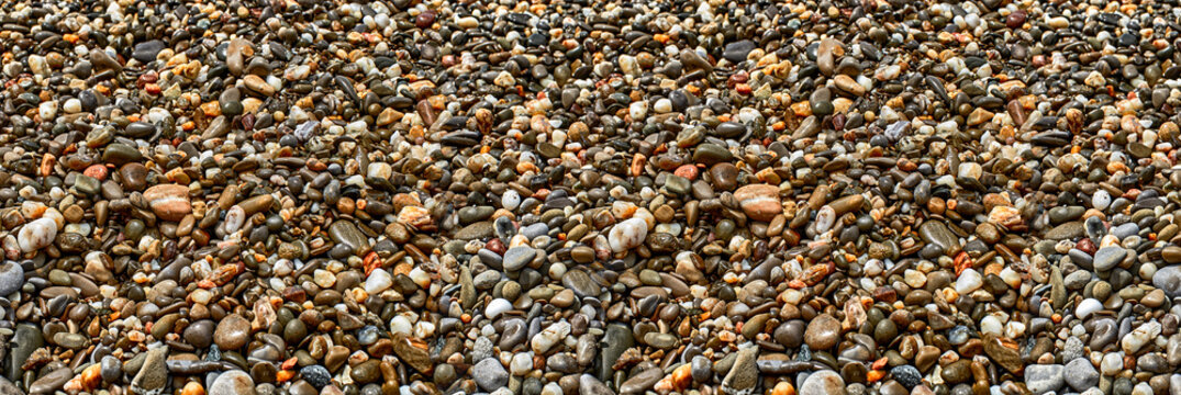 Sea sand texture made of shell and stone pieces. Seamless textur