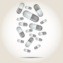 Background with falling pills