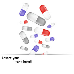 Background with falling pills