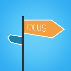 Focus nearby, orange road sign