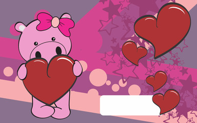 cute hippo girl cartoon valentine backgorund