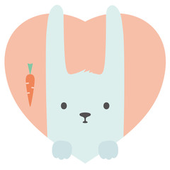 Animal set. Portrait of a rabbit in love in flat graphics