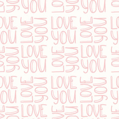 Pink inscription LOVE YOU seamless pattern