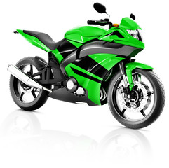 Motorcycle Motorbike Bike Riding Rider Contemporary Green Concep