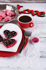 Romantic still life with cookies in form of heart