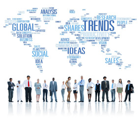 Trends World Map Marketing Ideas Social Style Concept