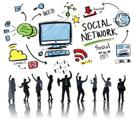 Social Network Social Media Business People Celebration Concept