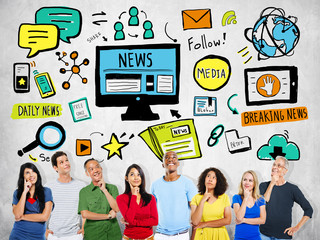 News Breaking News Daily News Follow Media Searching Concept